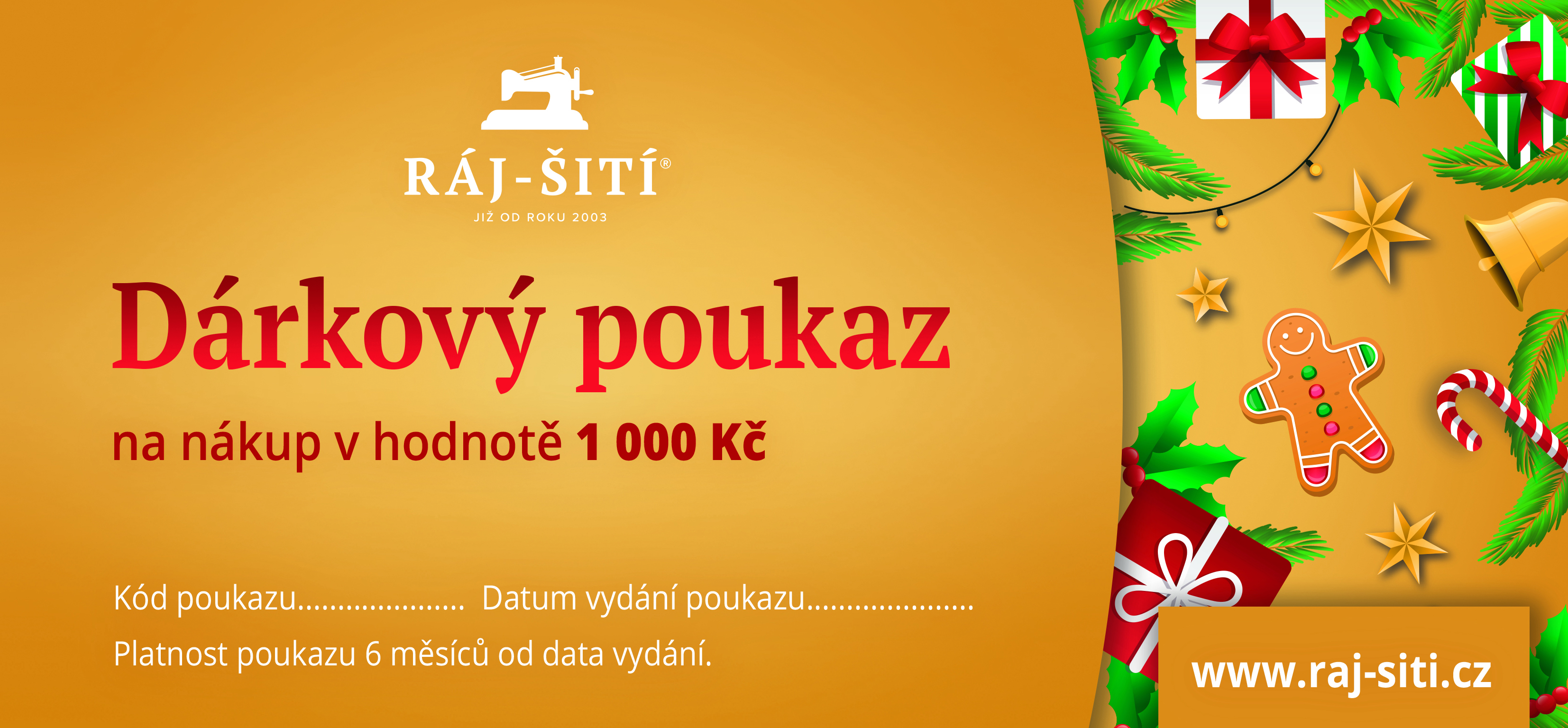 Dárkový poukaz z Ráje šití