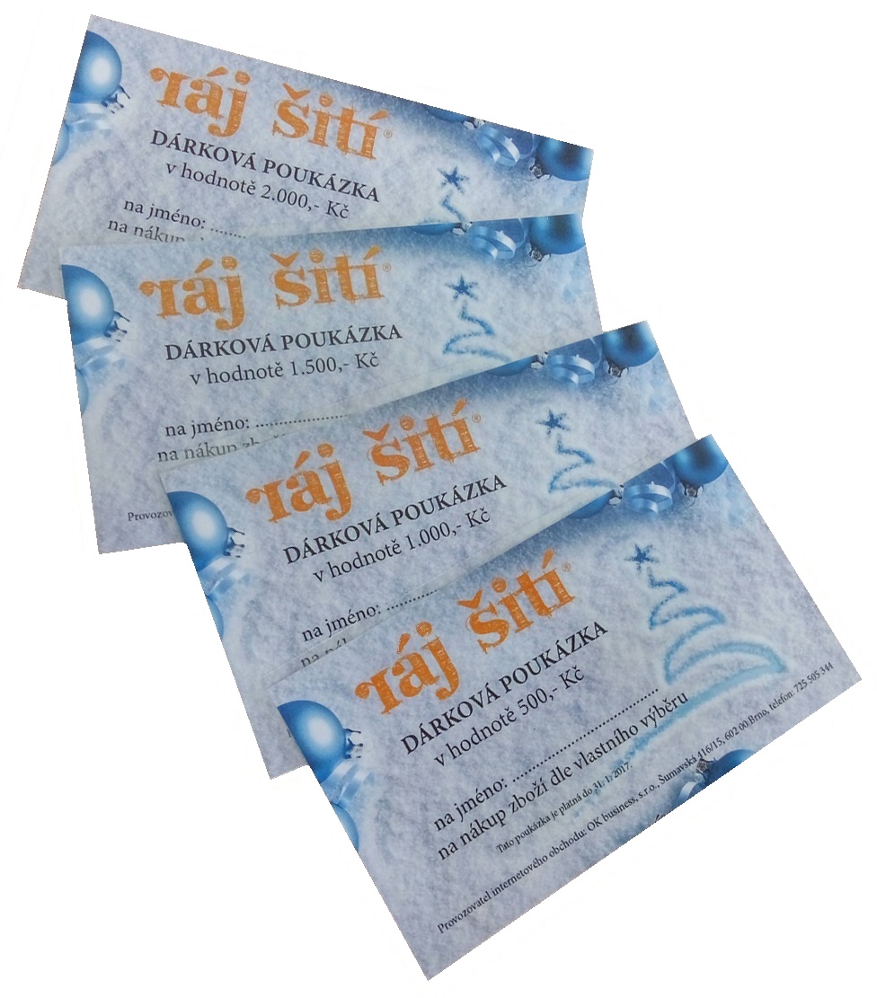 Dárkové poukázky Ráj šití
