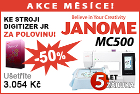 Vyšívací stroj Janome MC 500 E se softwarem za poloviční cenu