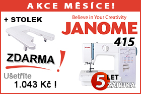 Šicí stroj Janome 415 s přídavným stolkem zdarma