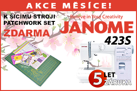 Šicí stroj Janome 423S s patchwork setem zdarma Šicí stroj Janome 423S s patchwork setem zdarma