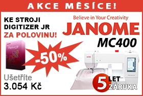Vyšívací stroj Janome MC 400 E se softwarem za polovinu Vyšívací stroj Janome MC 400 E se softwarem za polovinu