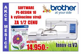 Vyšívací stroj Brother V 3 s dokoupitelným softwarem PE Design 10 za poloviční cenu