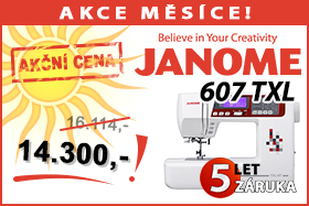 Šicí stroj Janome 607 TXL s patchwork setem zdarma Šicí stroj Janome 607 TXL s patchwork setem zdarma