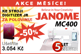 Vyšívací stroj Janome MC 400 E se softwarem za polovinu Vyšívací stroj Janome MC 400 E se softwarem za polovinu