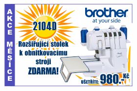 Overlock Brother 2104D s rozšiřujícím stolkem ZDARMA
