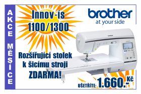 Šicí stroje Brother NV 1100 a NV 1300 s přídavným stolkem ZDARMA