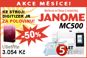 Vyšívací stroj Janome MC 500 E se softwarem za poloviční cenu Vyšívací stroj Janome MC 500 E se softwarem za poloviční cenu