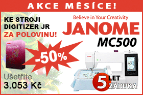 Vyšívací stroj Janome MC 500 E s možností zakoupení softwaru za akční cenu