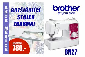 Šicí stroj Brother BN 27 se stolkem pro rozšíření pracovní plochy zdarma