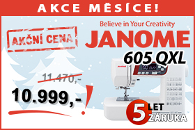 Šicí stroj Janome 605 QXL s taškou zdarma Šicí stroj Janome 605 QXL za zvýhodněnou akční cenu