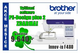 Šicí a vyšívací stroj Brother F 480 se softwarem pro tvorbu výšivek ZDARMA