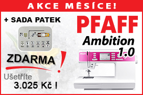 Šicí stroj Pfaff Ambition 1.0 se sadou 11ks patek ZDARMA