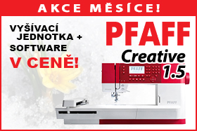 Šicí a vyšívací stroj Pfaff Creative 1.5 s vyšívací jednotkou a softwarem pro tvorbu výšivek ZDARMA Šicí a vyšívací stroj Pfaff Creative 1.5 s vyšívací jednotkou a softwarem pro tvorbu výšivek ZDARMA