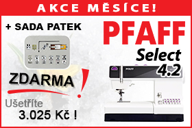 Šicí stroj Pfaff Select 4.2 se sadou 11ks patek ZDARMA Šicí stroj Pfaff Select 4.2 se sadou 11ks patek ZDARMA