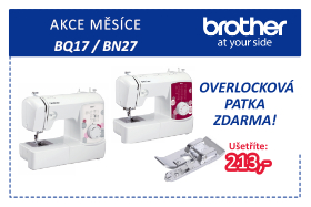 Šicí stroj Brother BQ17 a BN27 s patkou pro overlockový steh ZDARMA