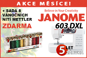 Šicí stroj Janome 603 DXL se sada 8ks vánočních nití METTLER