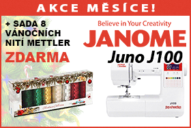 Šicí stroj Janome JUNO J100 se sadou 8ks vánočních nití METTLER ZDARMA