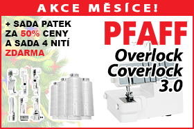 Overlock - coverlock Pfaff 3.0 se sadou 4 bílých nití zdarma + možností zakoupení sady 6ks patek za poloviční cenu