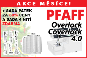 Overlock - coverlock Pfaff 4.0 se sadou 4ks patek zdarma + s možností zakoupení 6ks patek za poloviční cenu
