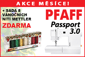 Šicí stroj Pfaff Passport 3.0 se sadou 8ks vánočních nití ZDARMA