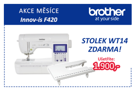 Šicí stroj Brother Innov-IS F420 s přídavným stolkem zdarma