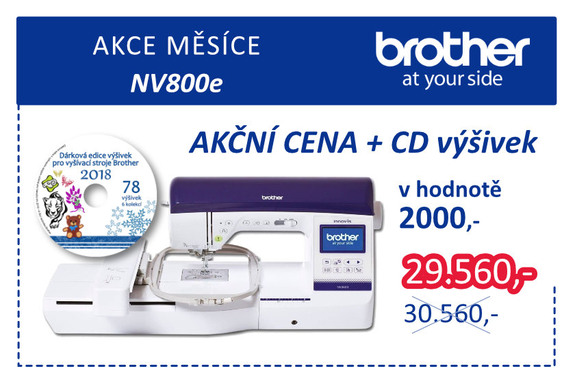 Vyšívací stroj Brother NV 800 za zvýhodněnou akční cenu 29.560,- Kč.