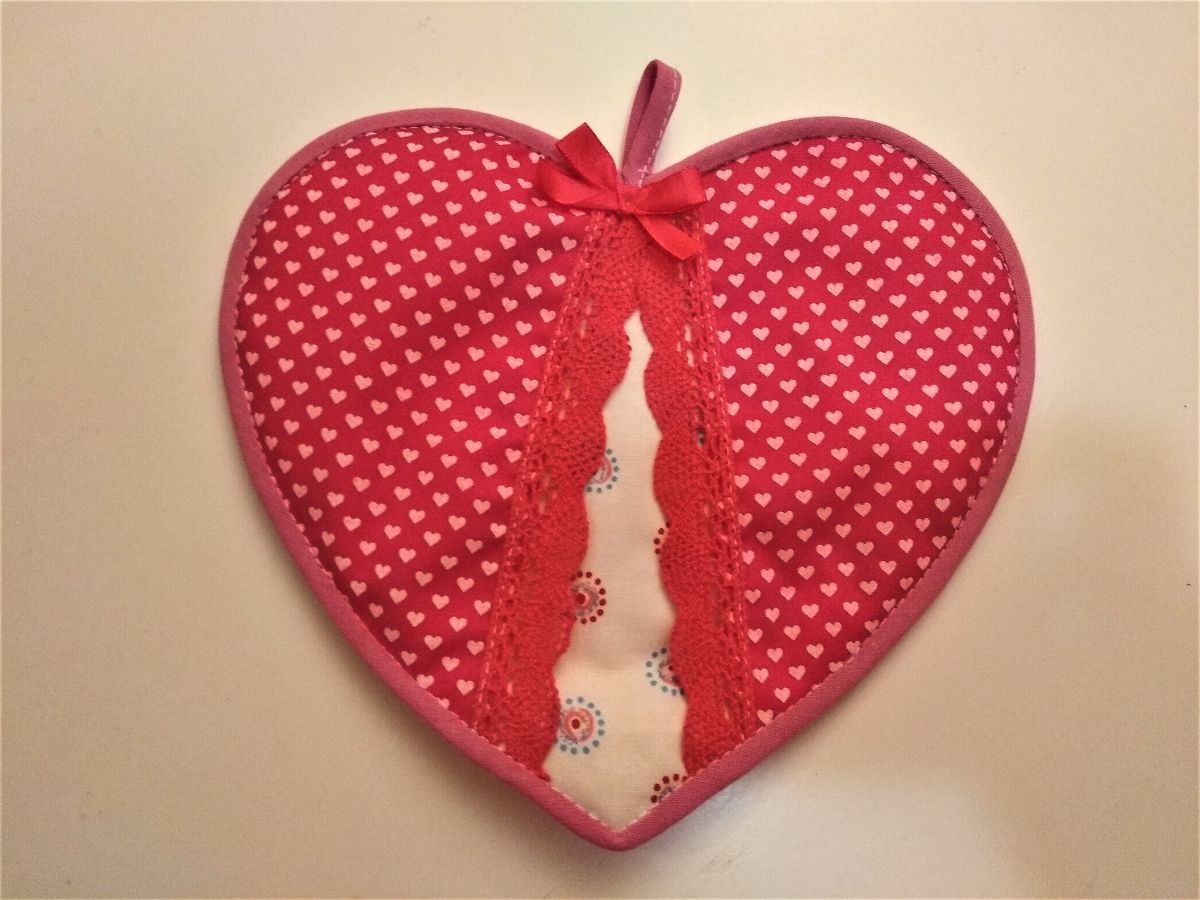 Chňapka srdce - hotový výrobek