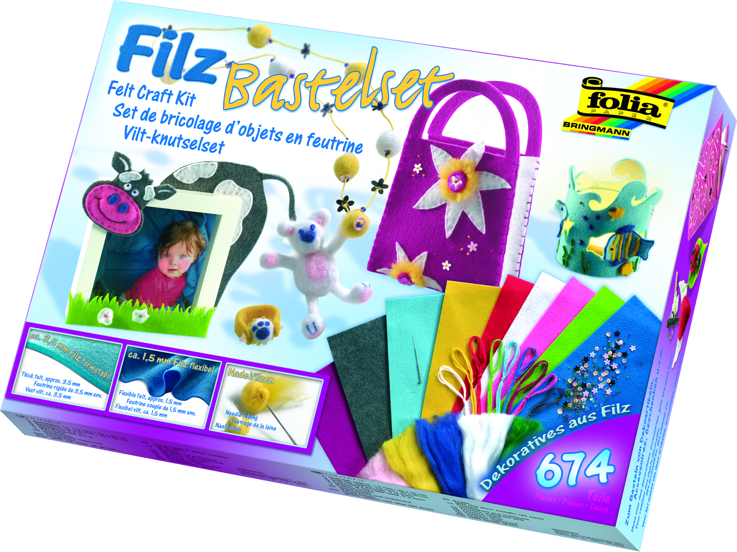 Filcová mini sada – kabelka, medvídek, kravička