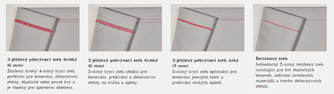 Ukážka stehov, ktoré šije coverlock Brother CV 3440