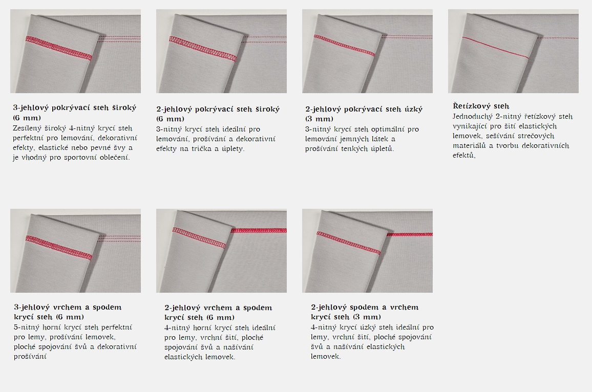 Ukážka šitia na coverlocku Brother CV 3550