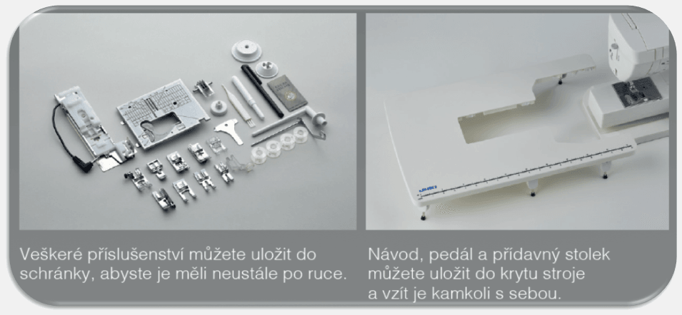 Šijací stroj Juki HZL - NX 7 Kirei príslušenstvo