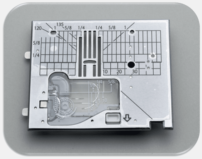 Šijací stroj Juki HZL - NX7 Kirei stehová doska s vodiacimi čiarami