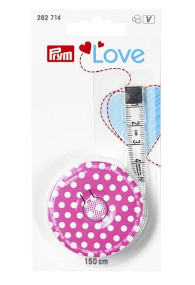 růžový krejčovský metr samonavíjecí s puntíky Prym Love