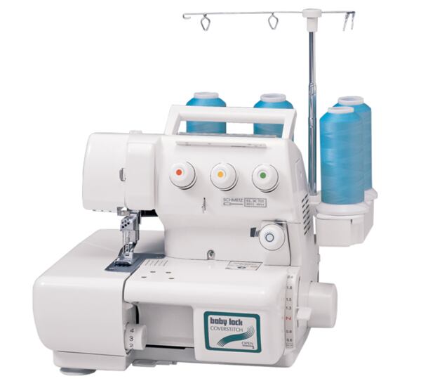 coverlock od značky Baby Lock s modrými nitěmi