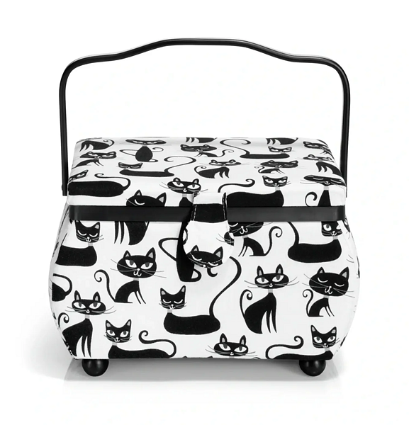 Košík na šicí potřeby s kočkami Prym