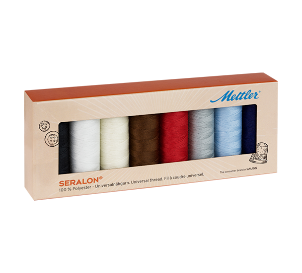 sada barevných polyesterových nití seralon mettler