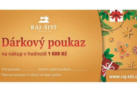 Darčekový poukaz z Raja šitia