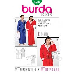 Strih Burda zelený 9620 - unisex župan pre staršie deti