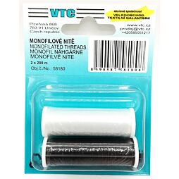 Transparentná šijacia niť Monofil 110 - (2x200m) biela + čierna