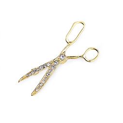 Brošňa nožnice s brúsenými kamienkami - zlatá