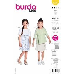 Strih Burda žltý 9226 - naberané dievčenské šaty, empírové šaty a blúzka