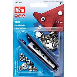 Gombík stláčací MINI 8mm nikel (10ks) s aplikátorom - PRYM