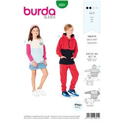 Strih Burda zelený 9301 - detská mikina