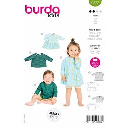 Strih Burda zelený 9277 - detské šaty, tričko