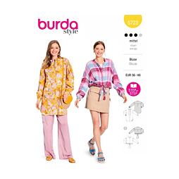 Strih Burda žltý 5723 - tunika, dlhá košeľa, voľná košeľa