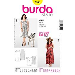 Strih Burda žltý 7100 - tričkové šaty pre plnoštíhle