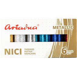 Súprava vyšívacích nití Ariadna Talia (3x150,3x250m) - Metallic Sky Silva