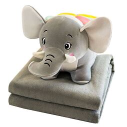 Plyšový SLON - Vankúš a deka 2v1