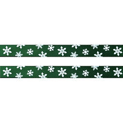 Saténová stuha zelená (10 mm) - vločky - metráž